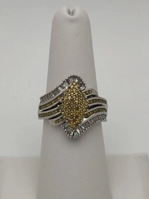 Anillo STS Chuck Clemency Diamante Amarillo Y Blanco Plata de Ley 925 Talla 7 Foto 1 de 4