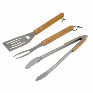 Campingaz Universal Utensil Kit Spatula, Tongs & Fork Bamboo Handle Set - Picture 1 of 1