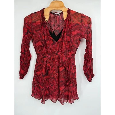 IRO Prime Ruffled Printed Georgette Mini Dress Size 36/US 4 - Image 1 of 4