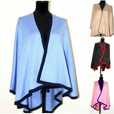 Ladies Cashmere Poncho Wrap Cape Cardigan Pashmina Shawl Serape Handmade Nepal - Image 1 of 2