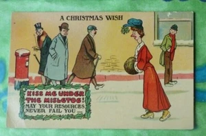 Postal A Christmas Wish Kiss Me under Th Mistletoe May Your Resources Buzón de Correo - Imagen 1 de 2