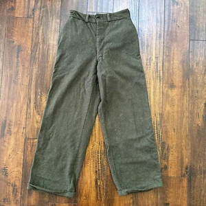 WWII Wool US Army Trousers Pants 25x26 Military 1940s 40s Slacks OG HBT Pockets - Picture 1 of 16