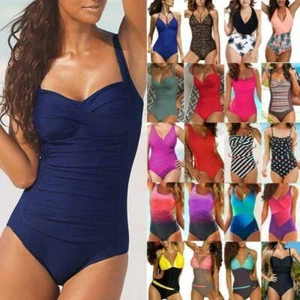 Women's Tummy Control Monokini Swimsuit One-Piece Swimwear Swimming Costume Suit - Picture 1 of 32