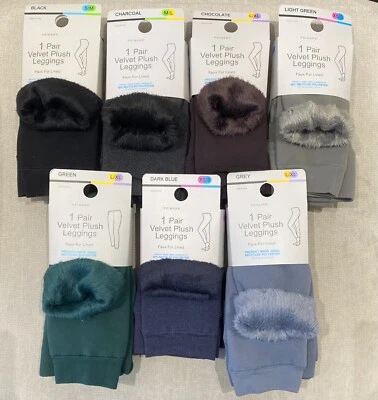 PRIMARK LEGGINGS PELUCHE VELLUTO NERO CIOCCOLATO ANTRACITE FODERATI PELLICCIA SINTETICA XS/S/M/L/XL/XXL