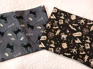 Halloween Hocus Pocus Binx the Cat Fabric & AKO Haunted Eve Black Bats Owls Bats - Picture 1 of 16