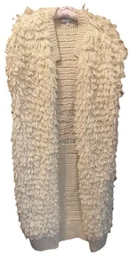 ANTHROPOLOGIE HARLYN S Grueso BOHO Lazo Tejido Largo Abierto Cárdigan Manta Suéter - Imagen 1 de 9
