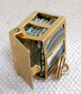 Vintage Mad Money $1 Bill 14K Yellow Gold Charm Pendant Charm Silver Certificate - Picture 1 of 3
