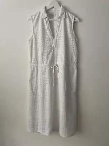 Great Plains White Broderie Anglaise Drawstring Waist Sleeveless Dress Size S - Picture 1 of 4