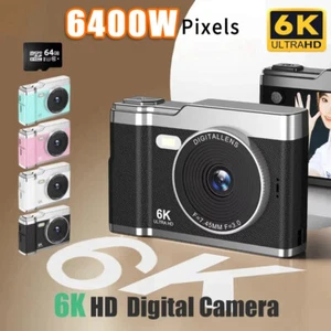 6k Hd Digital Camera 6400W 2.4in Ips Display with Fill Light Zoom Video Camera - Picture 1 of 32