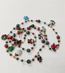 Sehr einzigartige Vintage Handarbeit Weihnachten Charm Halskette 34" Weihnachtsbaum Pakete etc. - Bild 1 von 8