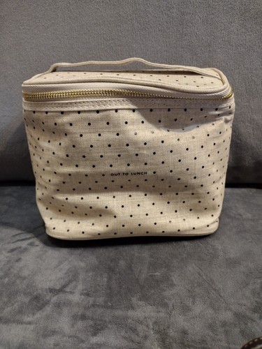 Borsa cosmetica tote Kate Spade fuori pranzo isolata a pois deco box pranzo marrone chiaro