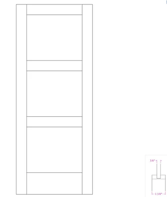 Hemlock 3 Panel Equal Mission Shaker Flat Panel Solid Core Interior Wood Doors - Image 1 of 4