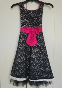 BEAUTIFUL - EMILY WEST - YOUTH Girls Dress - Black Lace  Pink & White - Size 12 - Picture 1 of 9