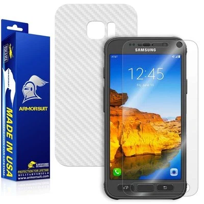 ArmorSuit- Screen+White Carbon Fiber Skin Protector for Samsung Galaxy S7 Active - Image 1 of 4