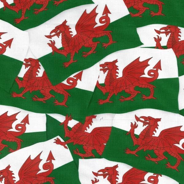 Fat Quarter Welsh Flag Wales Dragon Sewing 100% Cotton Quilting Fabric  - Image 1 of 1