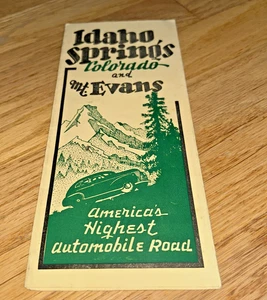 DE COLECCIÓN AÑOS 30/40 IDAHO SPRINGS COLORADO Y MT. Folleto/mapa EVANS - Imagen 1 de 9
