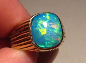 3 ct.    Welo Opal inlay  Ring   , 8.2 grams solid 14 K yellow gold - Picture 1 of 13