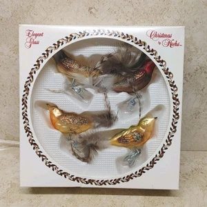 Vintage mundgeblasenes Glas Vogel Clip-On Ornament 4er Set von Krebs Made in USA - Bild 1 von 22