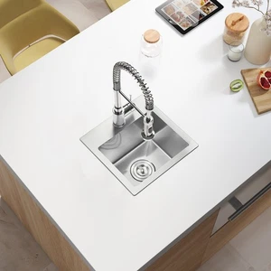 Fregadero de un solo recipiente nano de 15""x15"" con barra de fregadero de montaje superior de cocina - Imagen 1 de 6