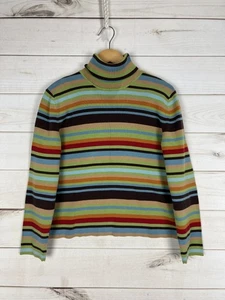 Suéter Harolds Para Mujer XL Multicolor Rayas Cuello Alto 100% Y2K Pullover Preppy - Imagen 1 de 6