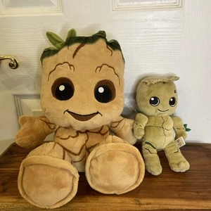 Disney Marvel Groot Guardians Of The Galaxy 14” And Baby Groot 8” Plushes - Picture 1 of 11