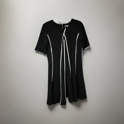 Vestido Danny And Nicole para mujer negro con acento blanco ajustado y acampanado talla 18 1029-84 Foto 1 de 4