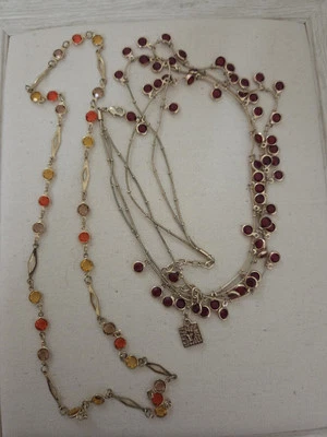 Vintage Lot of two bezel necklaces. gold tone. Anna Klein. - Image 1 of 4