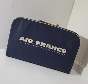 Vintage Air France Airline Handgepäck Reise Blau Koffer - Bild 1 von 12