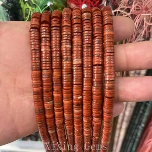 1x6 mm Natürlicher Roter Jaspis Heishi Scheibe Zwischenring Perlen für Schmuck Herstellung Zum Selbermachen 15 Zoll - Bild 1 von 6