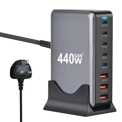 440W Charger Dock Type C 8 Port Hub Multi USB Charger Station PD Fast Charging - Image 1 of 4