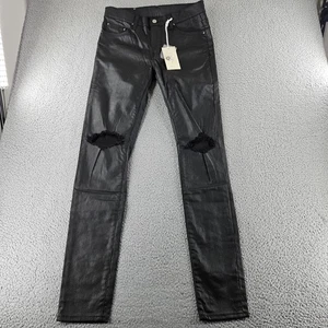 mnml Jeans Herren 31 schwarz X125 Stretch Denim distressed skinny zerrissen beschichtet Moto - Bild 1 von 16