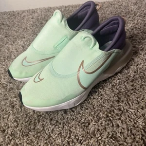 Nike WearAllDay Slip SE Youth 5Y DD1166-300 Mint Green Purple Slip-On Sneakers - Picture 1 of 8