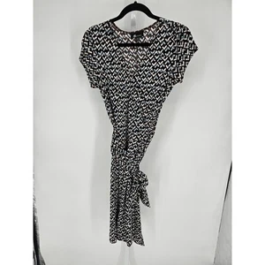 AB Studio Damen Midikleid Mehrfarbig Kurzarm V-Ausschnitt Bedruckt Größe M - Bild 1 von 4