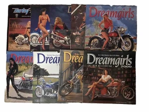 Lot of 9 Dreamgirls Calendar 1990-2000 Large Pin Ups Harley Davidson Motorcycle - Picture 1 of 10