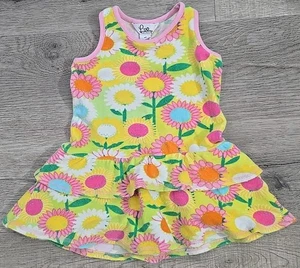 Mädchen Lilly Pulitzer Frottee gelb Blumen Überwurf Kleid Größe 4T - Bild 1 von 5