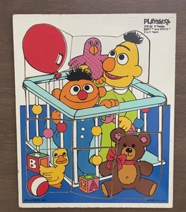 Rompecabezas de madera Bert And Ernie Babies Playskool 1983 Plaza Sésamo - Imagen 1 de 4