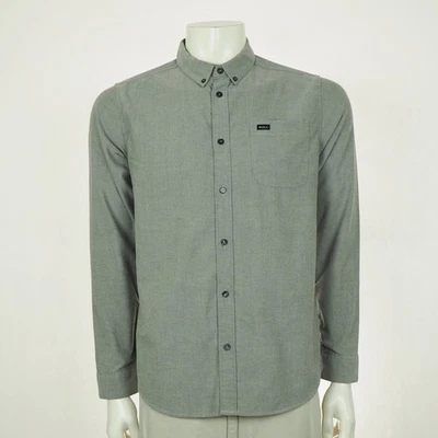 RVCA That'll Do Stretch Shirt Mens Medium Gray Button Down Slim Fit Oxford Blend - Image 1 of 3