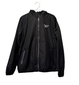 Reebok Jacket Mens Black Full Zip Hooded Pockets Lined Outdoor Hiking Sz M New - Picture 1 of 13
