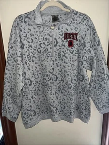 Gameday Couture Women's Ohio State Buckeyes Grey Cheetah Print Size XL Half Zip - Picture 1 of 3
