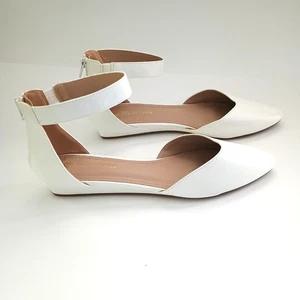 Women Ankle Strap Pointed Toe Ballet Flats Comfortable Dress Shoes Sz 12 White - Picture 1 of 10