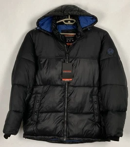 Hawke & Co NWT Mens HK Heat Performance Puffer Jacket XL Black Hood Nylon New - Picture 1 of 17