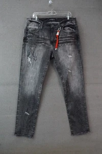 Cult Of Individuality Rocker Slim 602 Jeans Schwarz Distressed Baumwolle 36x33 Neu mit Etikett - Bild 1 von 8