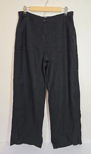 Chicos Black 100% Linen Wide Leg Pants Size 2 / US Large 12 - Picture 1 of 9