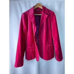 Liz Claiborne Pink Velvet Blazer Jacket Womens Size 14 Button Front - Picture 1 of 9