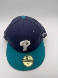 Signed New Era 59fifty Philadelphia Phillies Baseball Cap Sz 7 5/8 - small stain - Picture 1 of 6