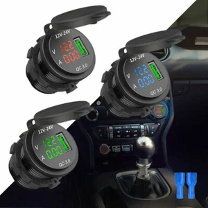 12V-24V QC 3.0 USB Auto Zigarettenanzünder Steckdose Einbau Ladegerät Adapter RF - Zdjęcie 1 z 7