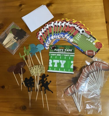 Football Birthday Party Decorations Football Cake Toppers Party Invitations - Image 1 of 4