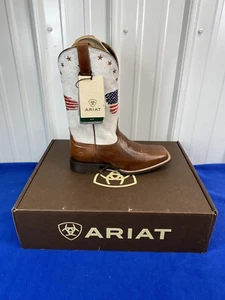 NEU Ariat Circuit Patriot Damen Größe 9,5-C Sattel hoch/gerissen weiß breit quadratisch - Bild 1 von 8
