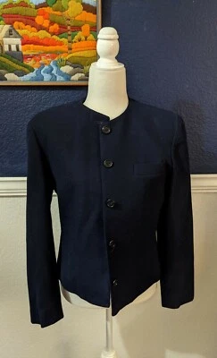 VTG Evan Picone Navy 100% Worsted Wool Button Blazer Jacket Sz 8 Medium M - Image 1 of 4