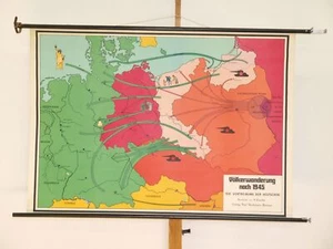 Deutsches Reich Mitteleuropa 1945 Vertreibung Panzer ~1965 Wandkarte 136x96cm - Bild 1 von 1